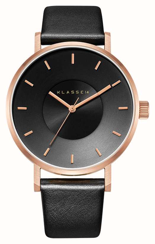 Klasse14 Volare Dark Rose 42mm Black Leather Strap