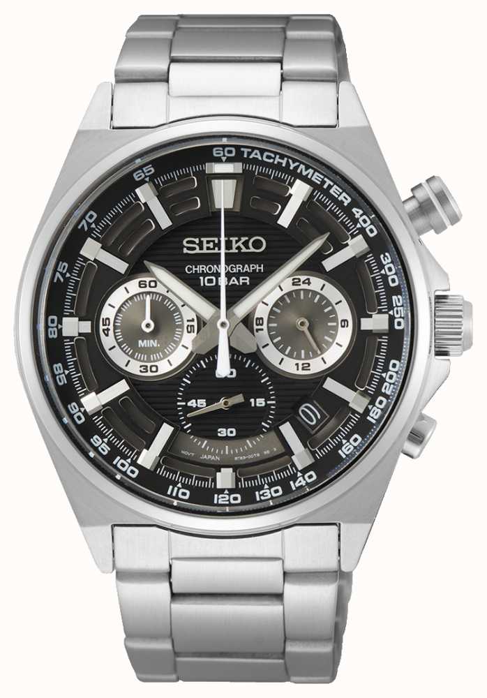 Seiko Men's Chronograph Watch Black Dial SSB397P1 - First Class Watches™