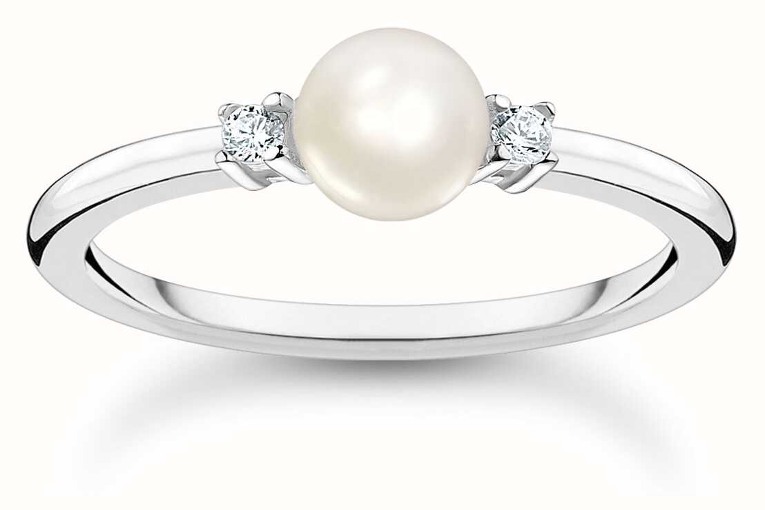 Silver pearl hot sale engagement ring