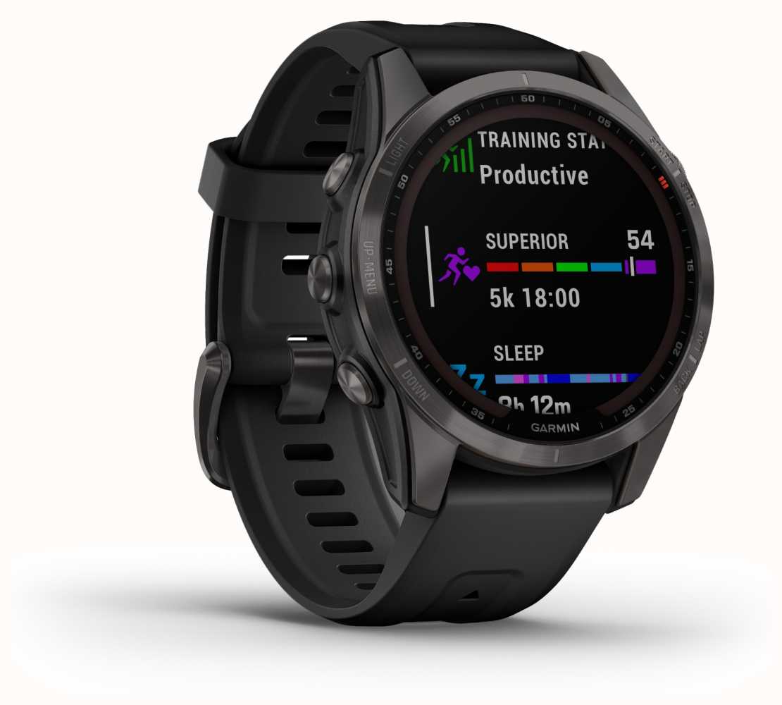 Garmin Fenix 7S Sapphire Solar | Carbon Grey DLC Titanium | Black ...