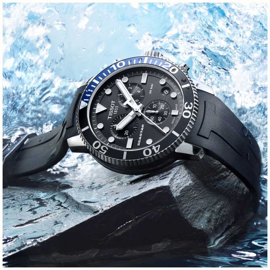 Tissot Seastar 1000 | Chronograph | Black Silicone T1204171705102 ...