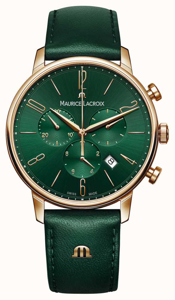 Maurice Lacroix Eliros Chronograph Green Dial Green Leather Strap EL1098 PVP01 620 5