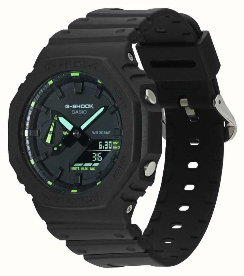 Casio G-Shock 2100 Utility Black Series Neon Green Details GA-2100 ...