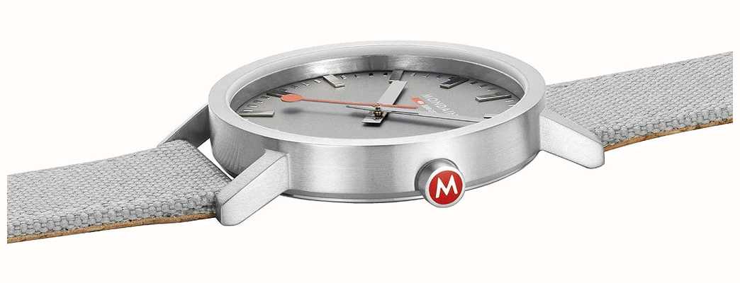 Mondaine Classic 40 Mm Good Gray Textile Strap Watch A6603036080sbh First Class Watches™