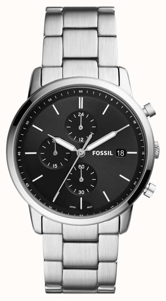 Fossil Men's Minimalist | Black Chronograph Dial | Stainless Steel ...