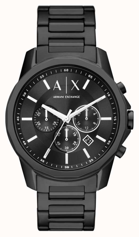 Armani Exchange Black Chronograph Dial | Black Stainless Steel Bracelet  AX1722 - First Class Watches™