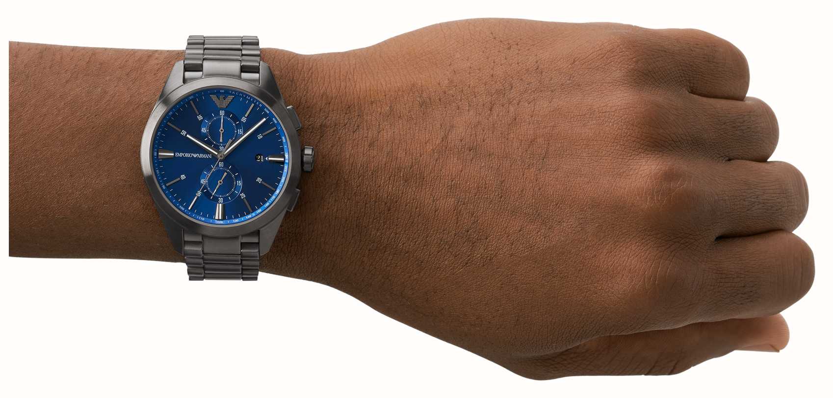 Emporio Armani Men's | Blue Chronograph Dial | Gunmetal Stainless Steel ...