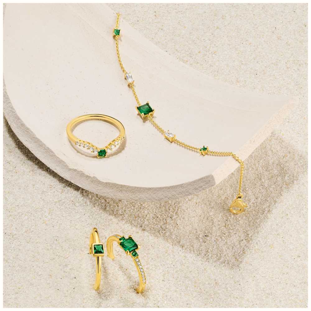 Thomas Sabo Charming Emerald | Gold Plated | Green And White Gemstone ...