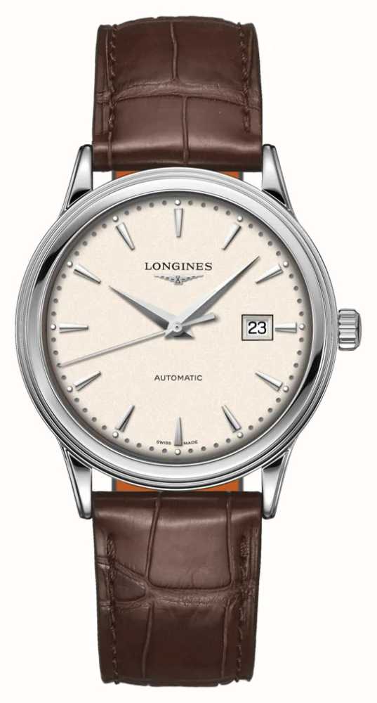 LONGINES Men's Flagship Brown Leather Strap Watch L49844792 - First ...