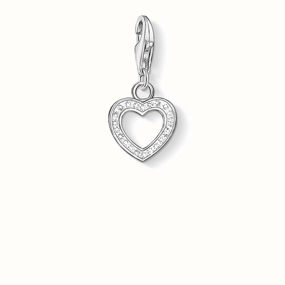 Thomas Sabo Heart Charm White 925 Sterling Silver/ Zirconia 0930-051-14 ...